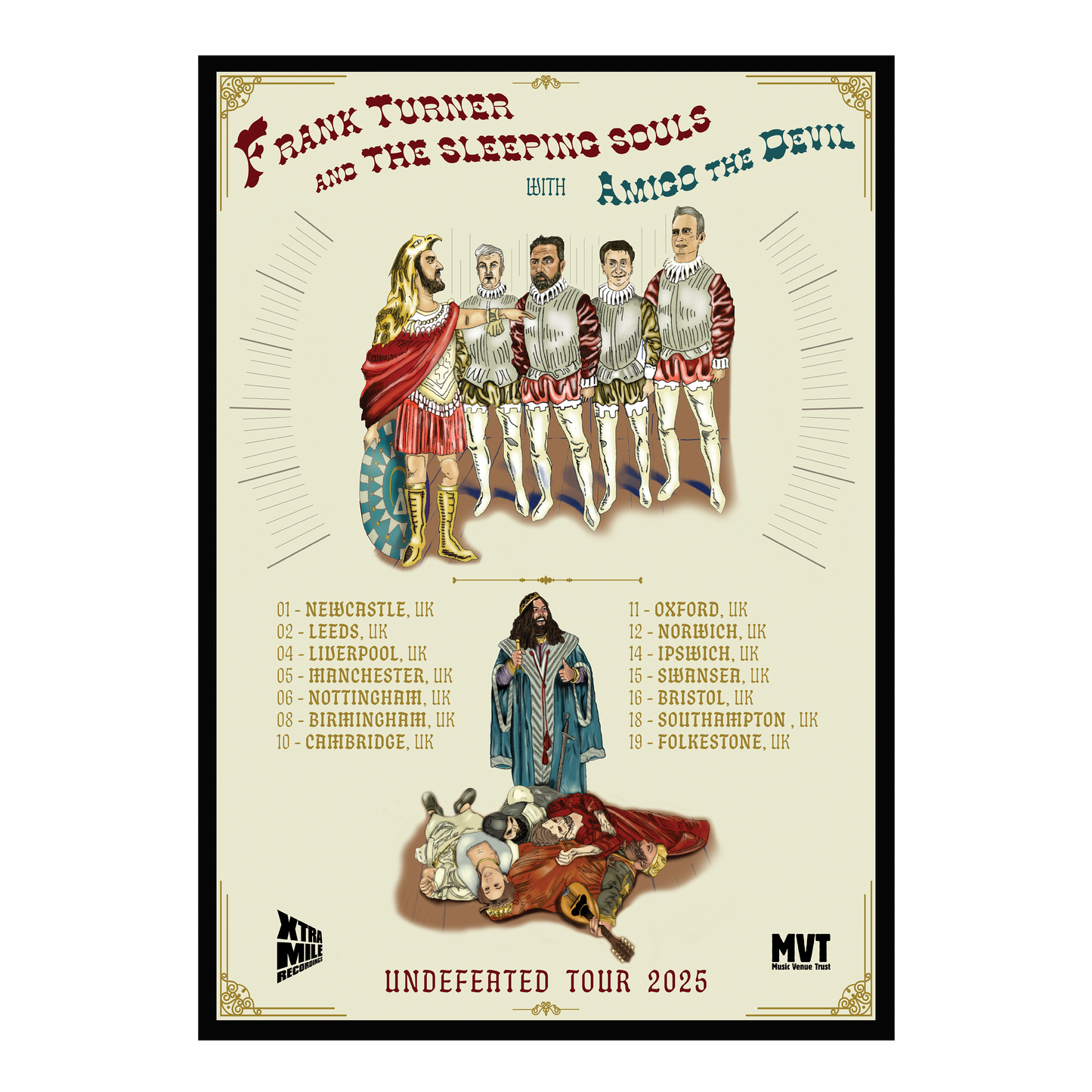 Limited Edition Signed Undefeated 2025 Tour Poster (Frank Turner and The Sleeping Souls with Amigo The Devil)